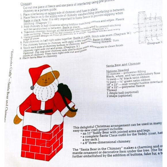 Cranston Fabric Craft Panel, Santa Bear in Chimney, Christmas Decor, Cotton - Picture 2 of 2